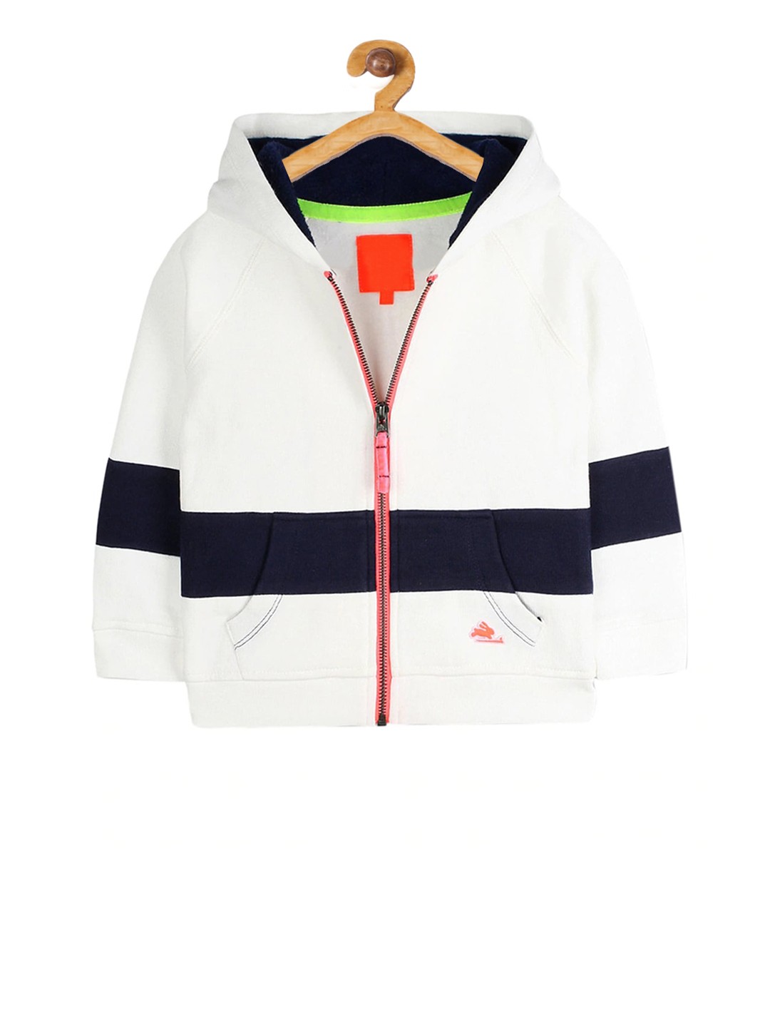 

Cherry Crumble Boys White Colourblocked Hooded Sweatshirt