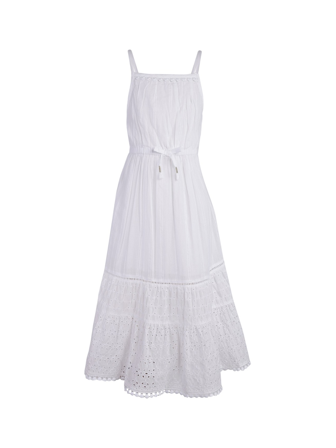 

A Little Fable Girls White Solid Maxi Dress