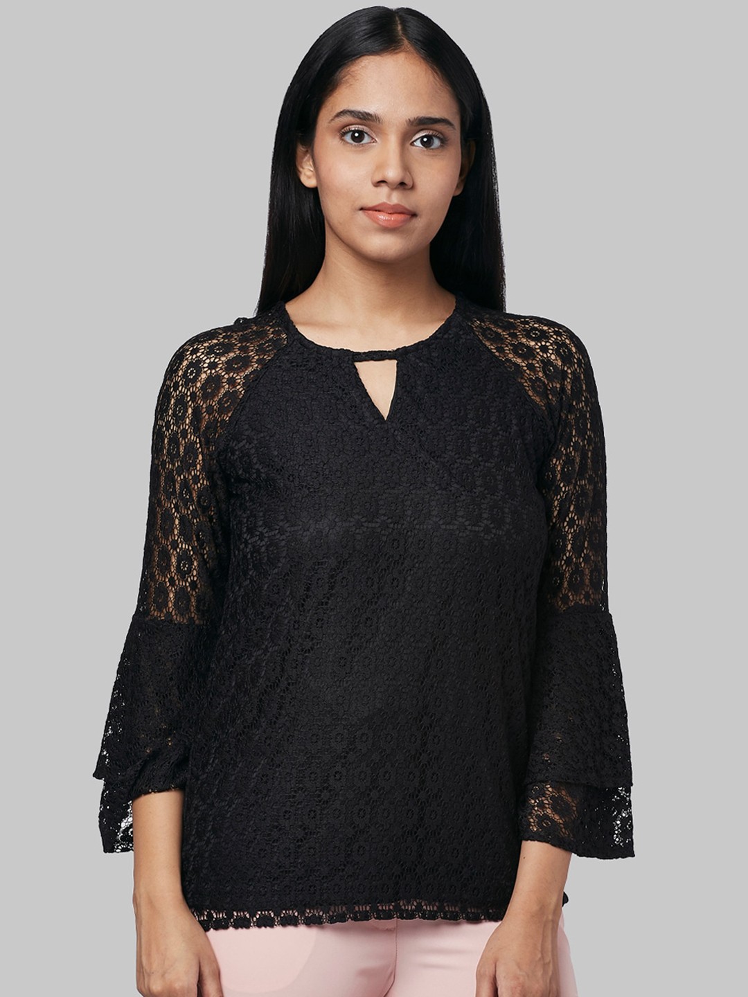 

Park Avenue Woman Women Black Self Design Top