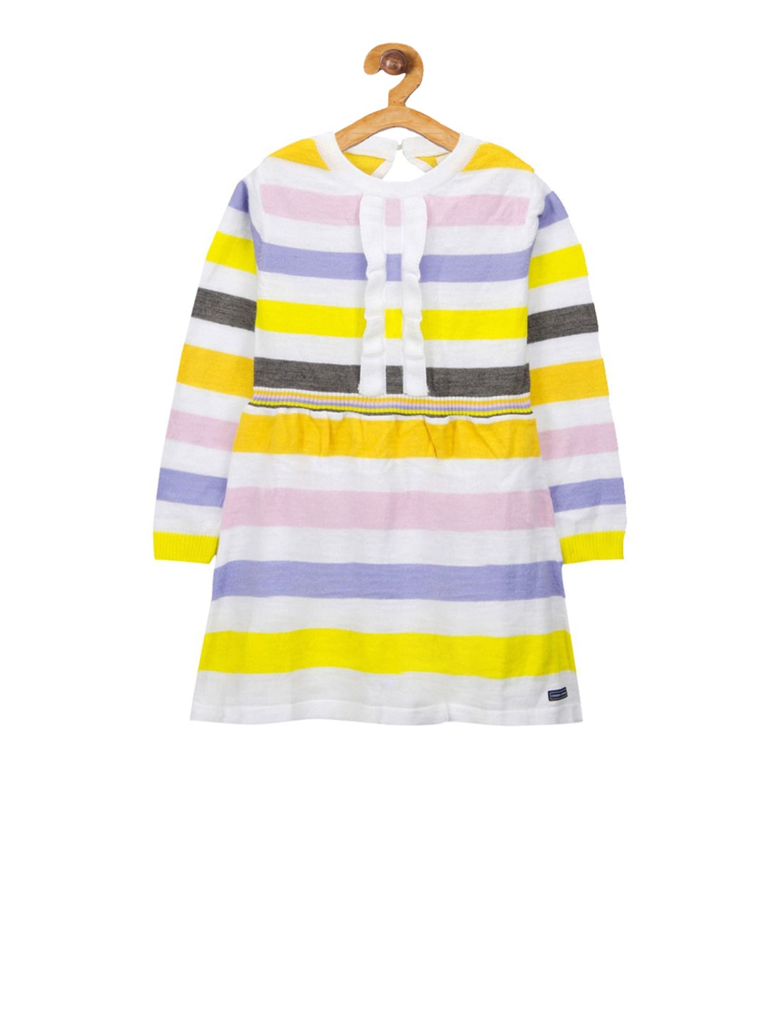 

Cherry Crumble Girls White & Purple Striped A-Line Dress