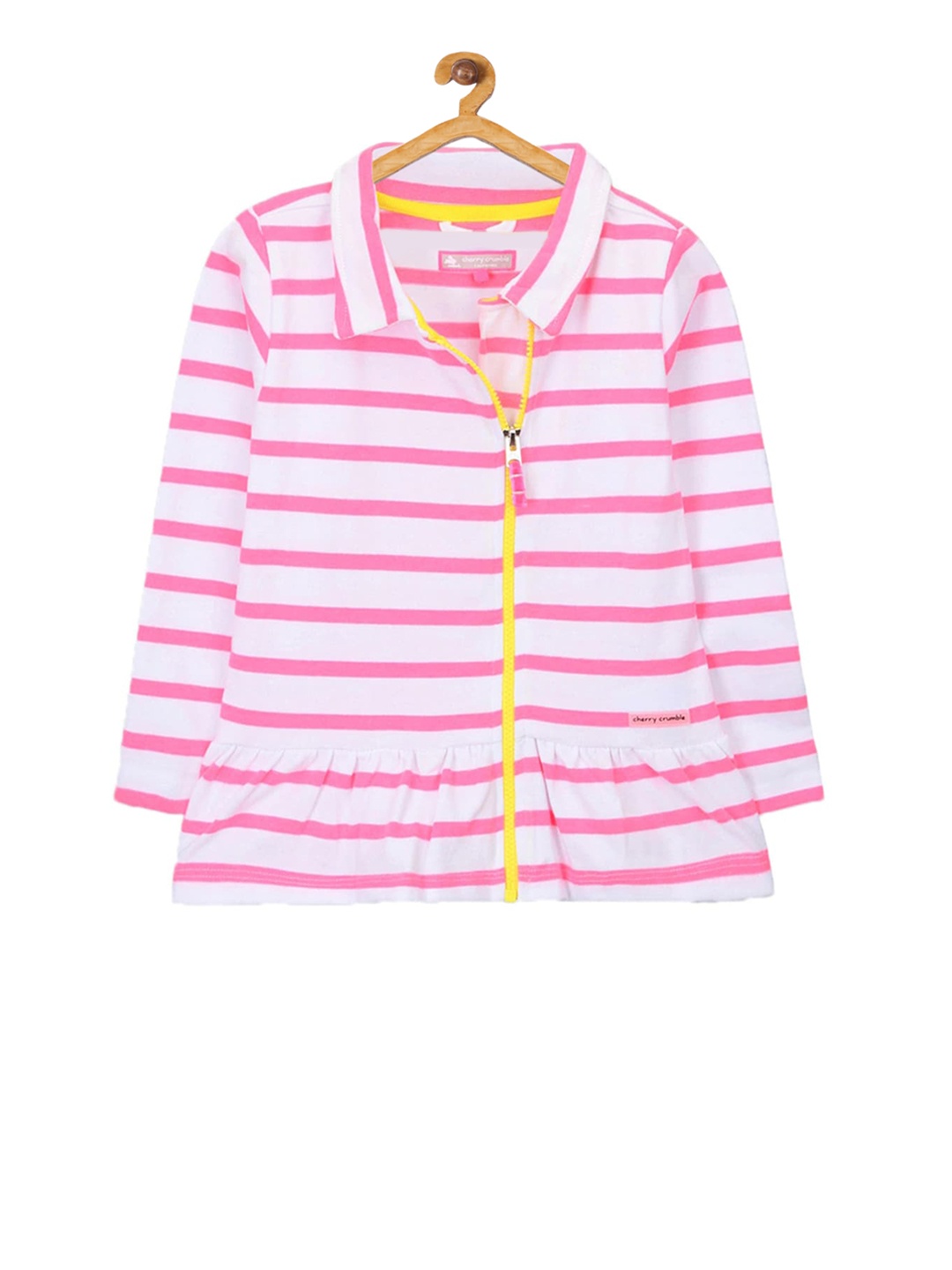 

Cherry Crumble Girls White & Pink Striped Sweatshirt
