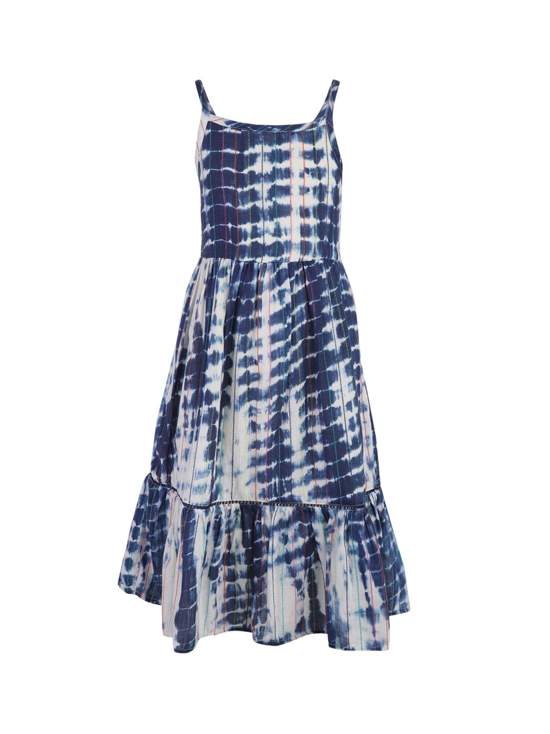

A Little Fable Girls Navy Blue & Off-White Tie & Dye Fit and Flare Dress