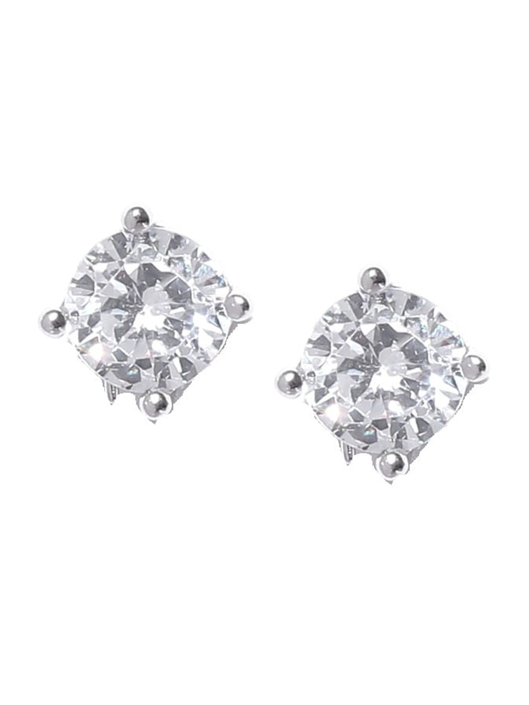 

OOMPH Silver-Plated Cubic Zirconia Studded Contemporary Studs