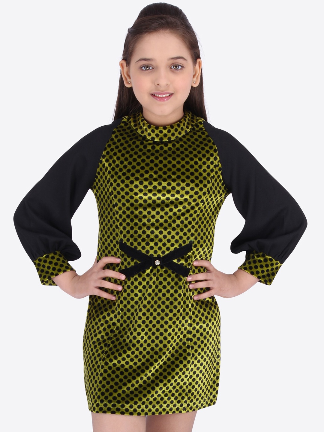 

CUTECUMBER Girls Green Printed Sheath Dress
