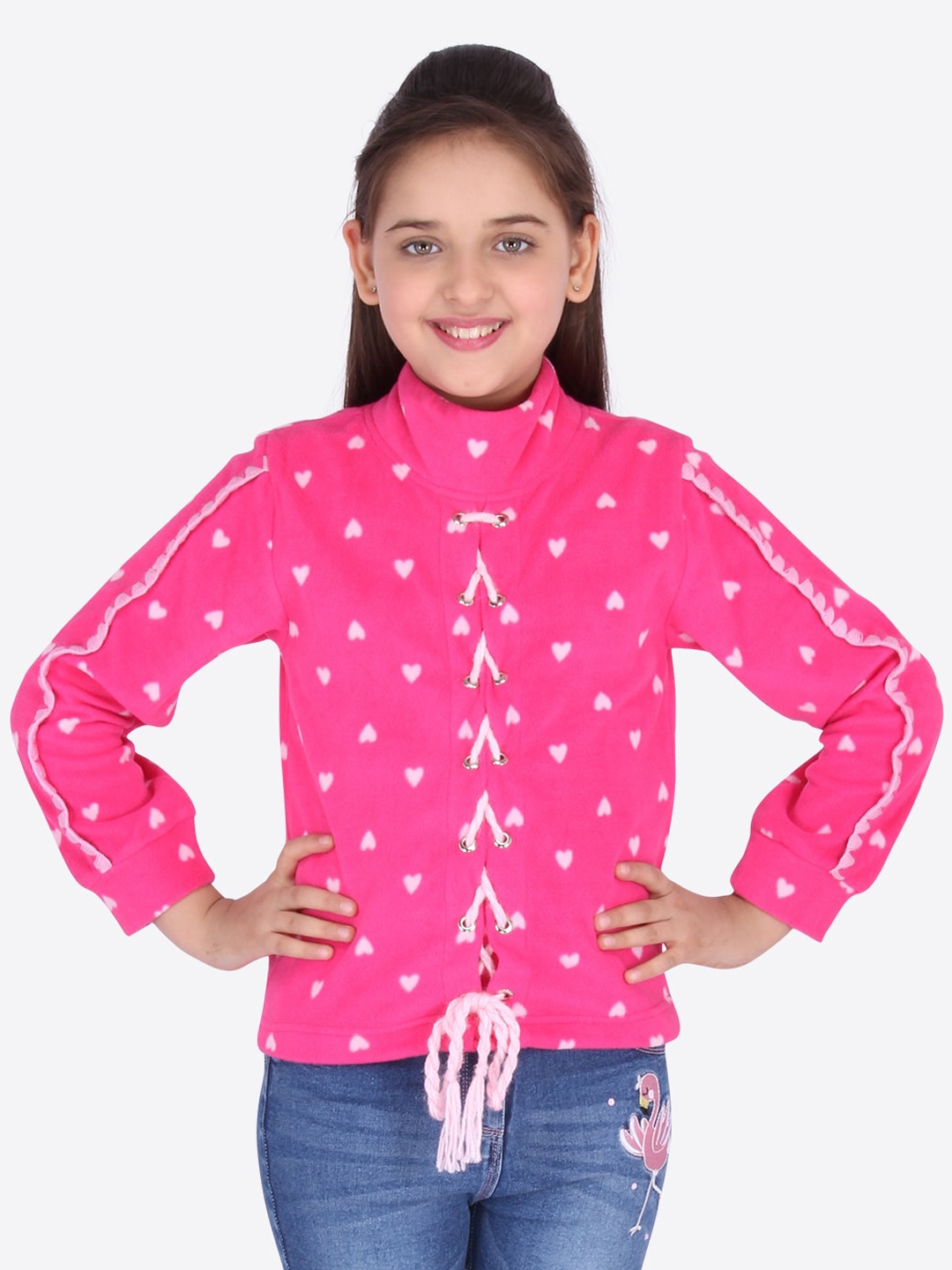 

CUTECUMBER Girls Pink & White Printed Sweatshirt
