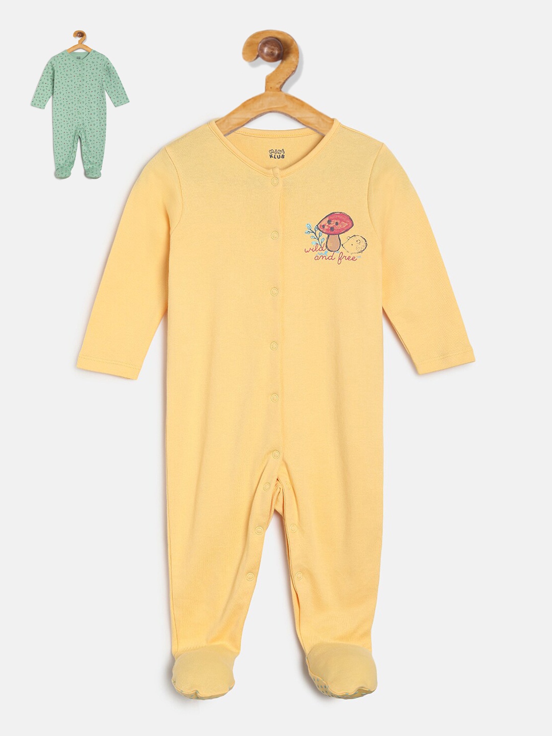 MINI KLUB Infant Girls Pack Of 2 Sleepsuit, Green