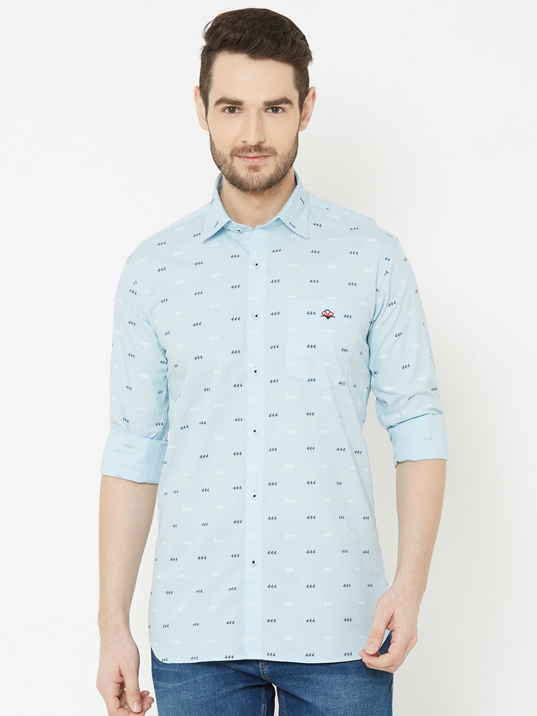 

Donzell Men Blue Comfort Regular Fit Printed Casual Shirt