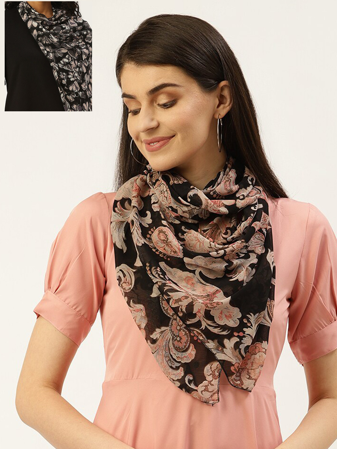 

Trend Arrest Women Pack Of 2 Printed Scarves, Black