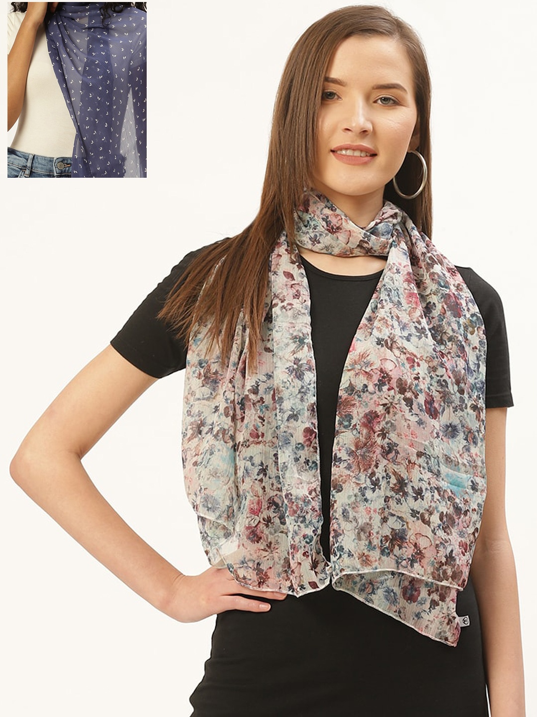 

Trend Arrest Women Pack of 2 Multicoloured Printed Scarves, Multi