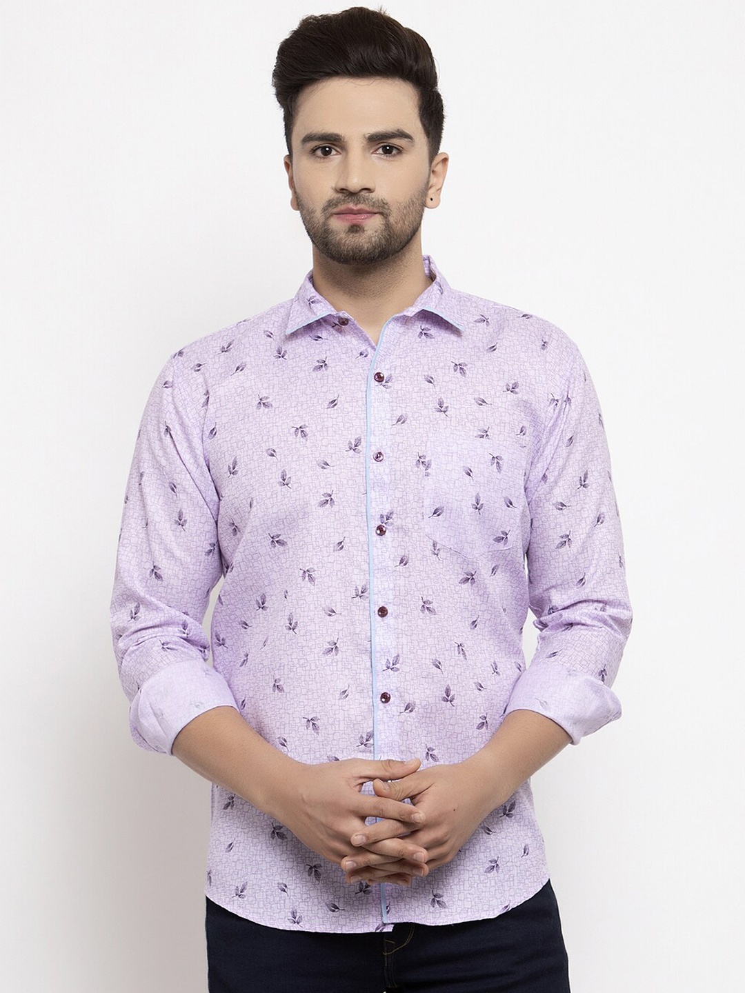 

KLOTTHE Men Lavender Comfort Regular Fit Printed Casual Shirt
