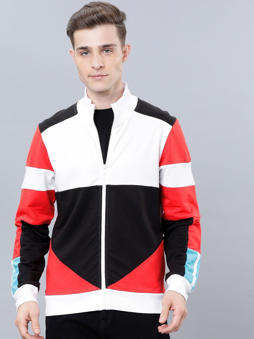 

HIGHLANDER Men White & Black Colourblocked Sweatshirt