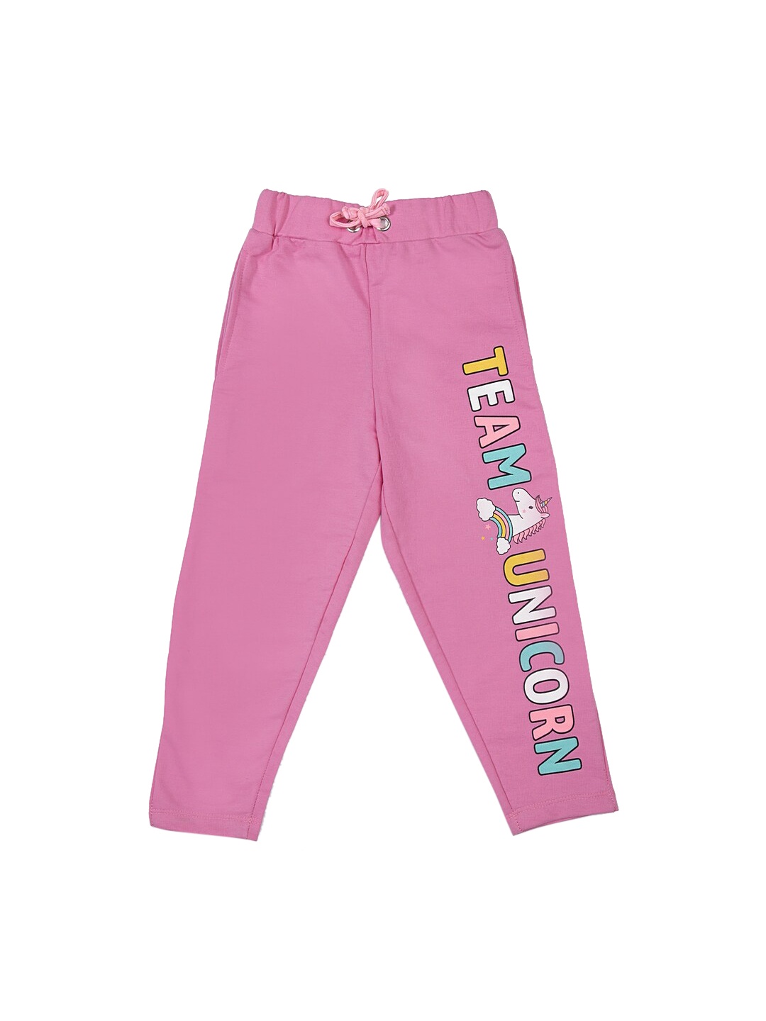

Lazy Shark Girls Pink & White Printed Straight-Fit Track Pants