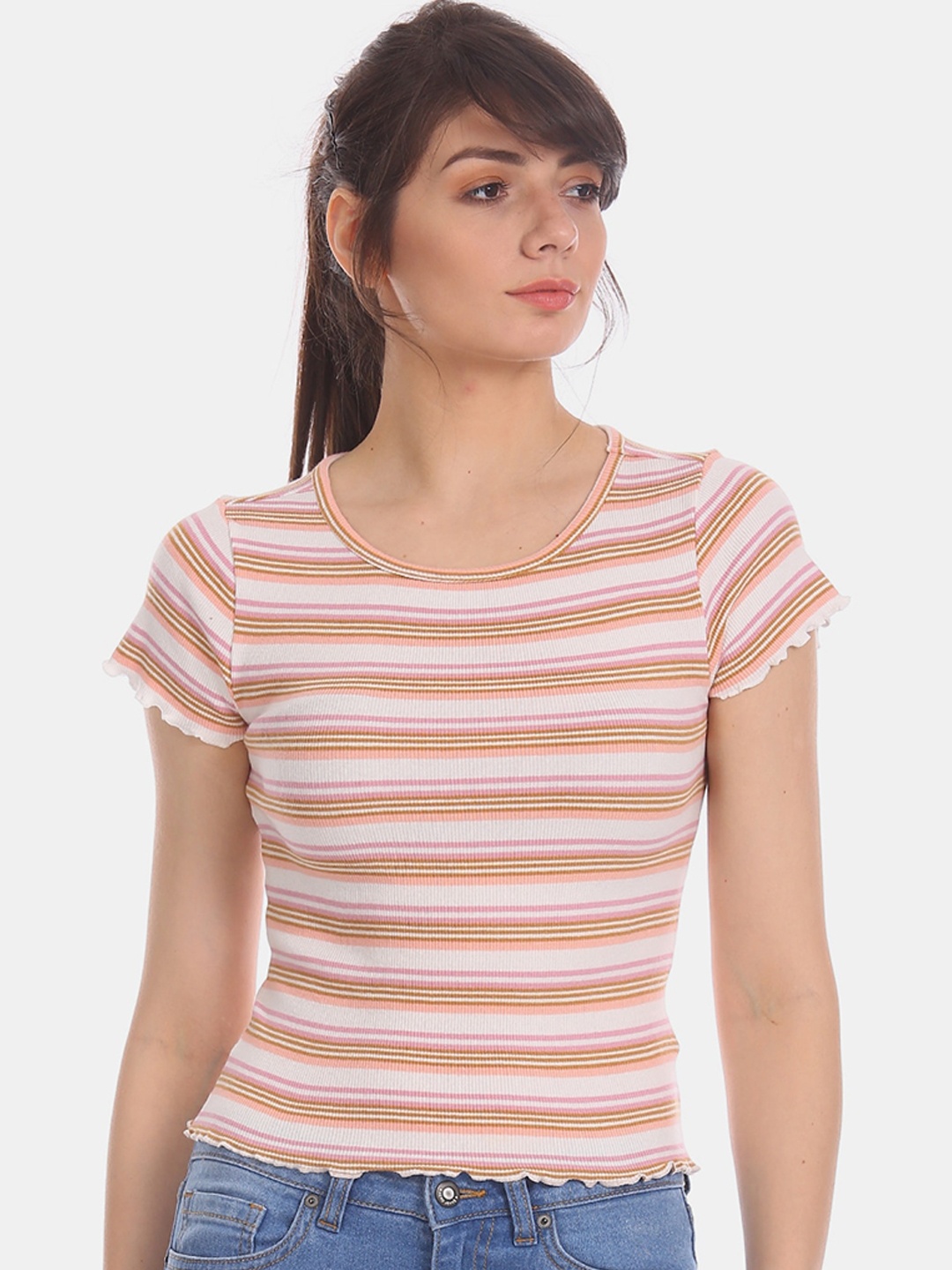 

Aeropostale Women White Striped Top