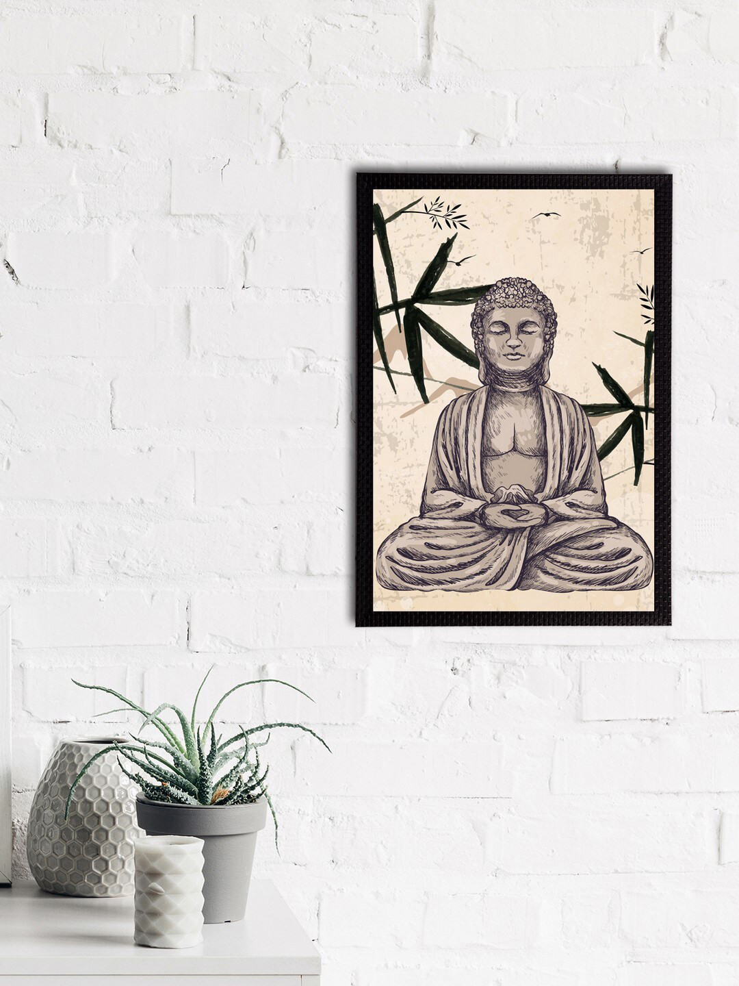 

eCraftIndia Multicoloured Meditating Lord Buddha Satin Matt Texture UV Wall Art, Multi