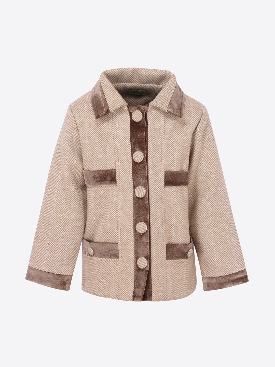 

CUTECUMBER Girls Brown Striped Tailored Jacket