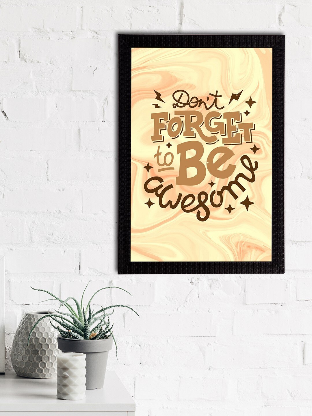 

eCraftIndia Yellow & Brown Don't Forget Be Awesome Printed Textured UV Wall Art