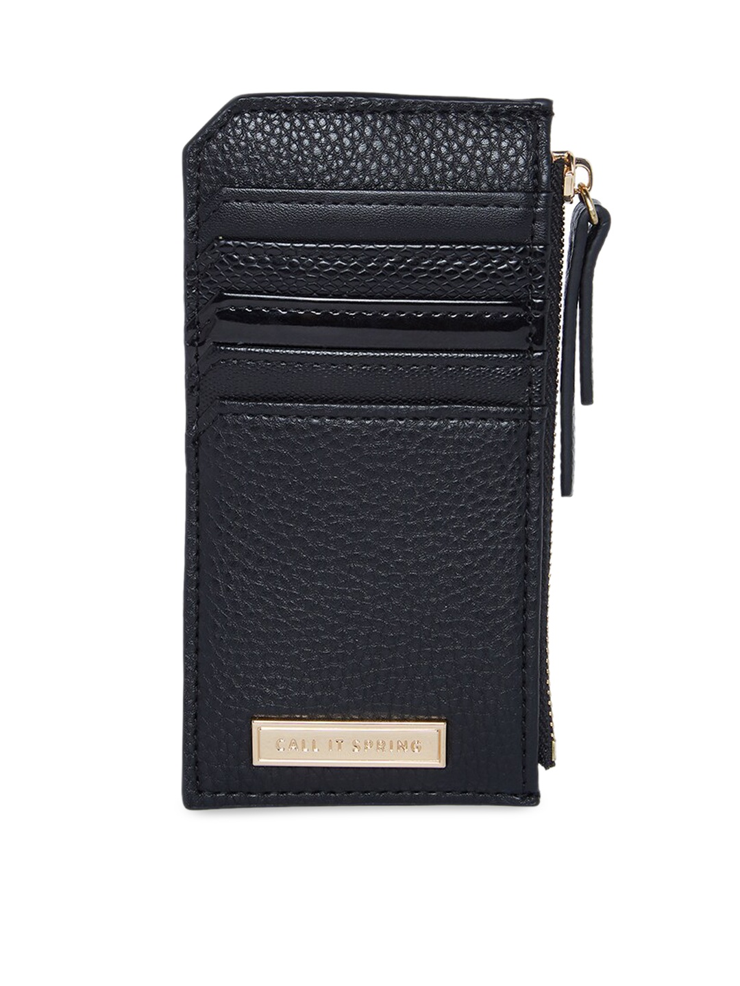 

Call It Spring Women Black Textured Zip Around Wallet