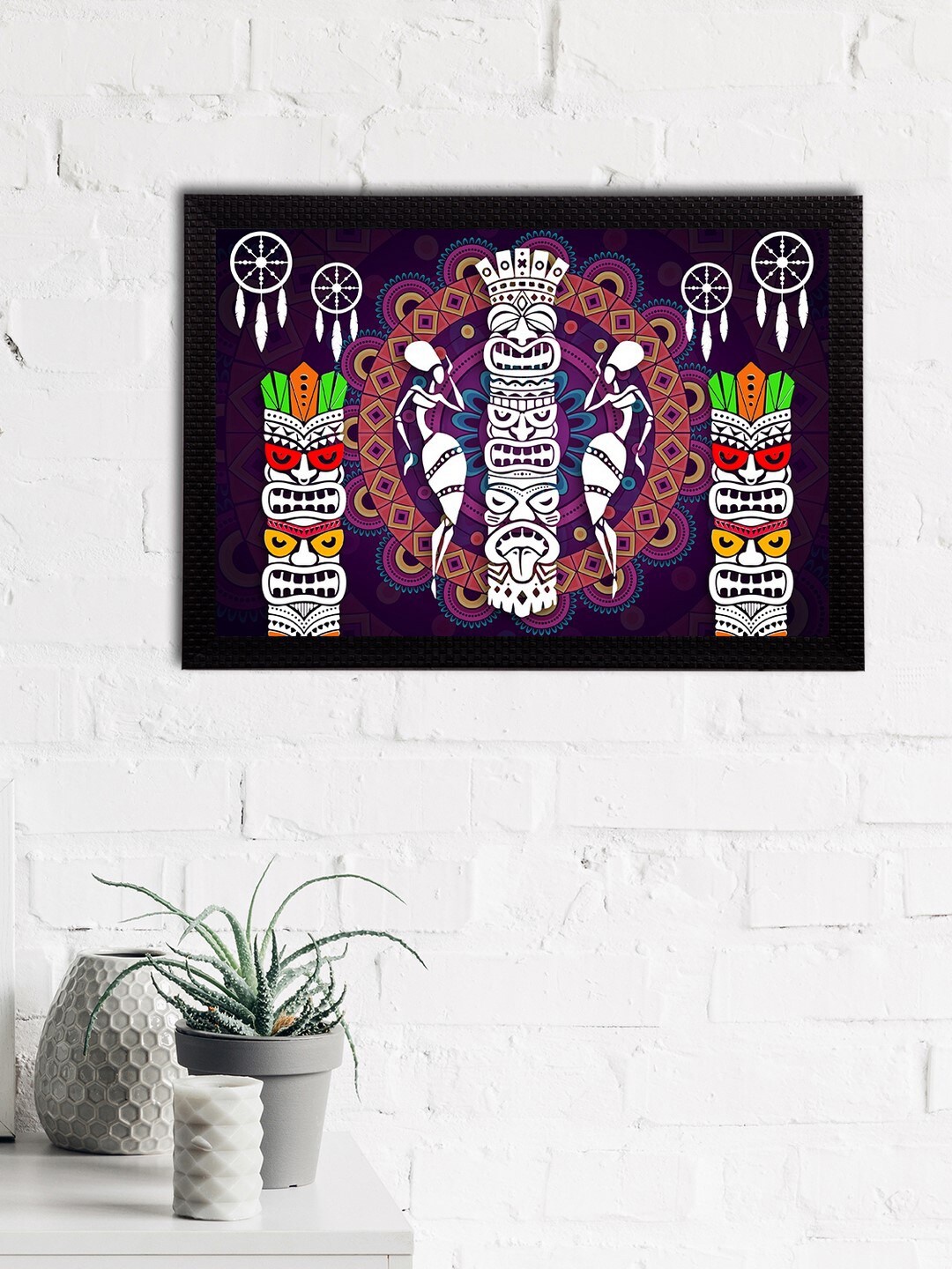 

eCraftIndia Black & White Tribal Theme Printed Satin Matt Textured UV Wall Art