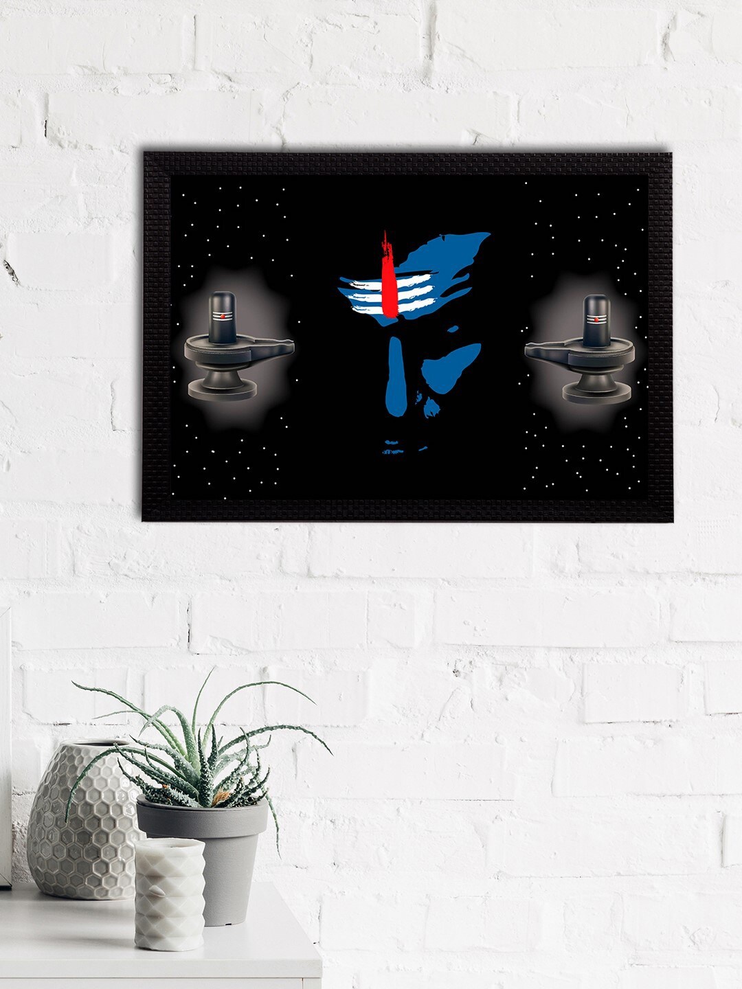 

eCraftIndia Black & Blue Lord Shiva Satin Matt Texture UV Wall Art