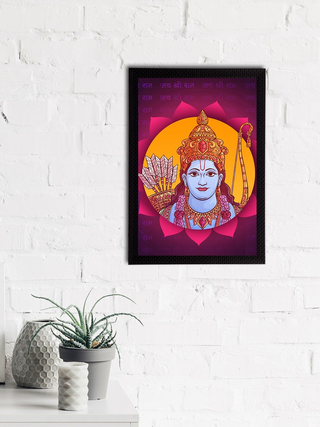 

eCraftIndia Pink & Yellow Lord Ram Satin Matt Texture Framed UV Art Painting