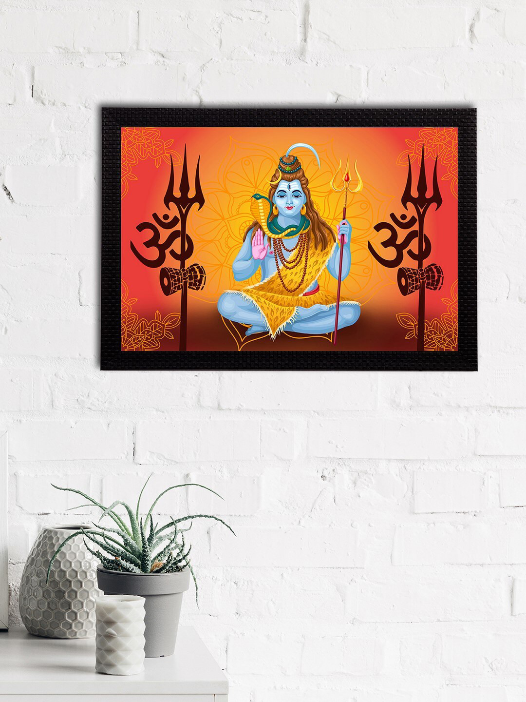 

eCraftIndia Blue & Yellow Lord Shiva Satin Matt Texture UV Art Painting