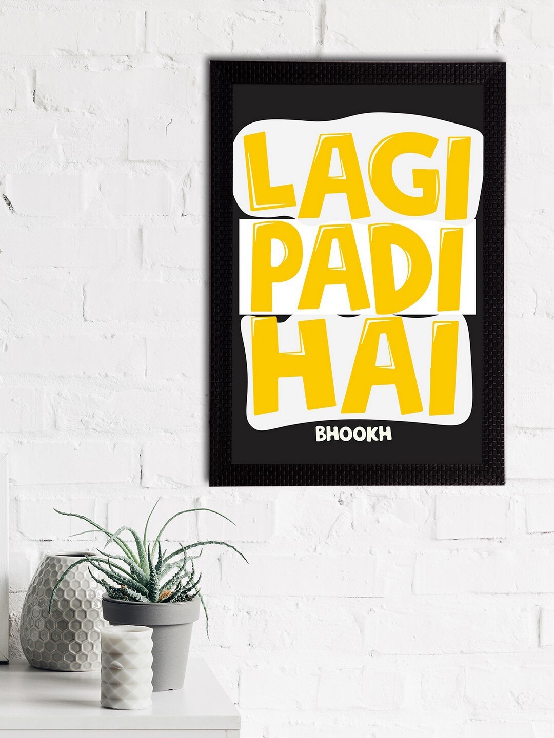 

eCraftIndia Black & Yellow Ladi Padi Hai Printed Textured UV Wall Art