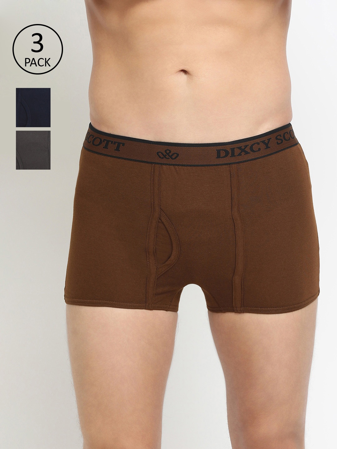

DIXCY SCOTT Men Pack Of 3 Solid Trunk K1-PR64361-, Brown