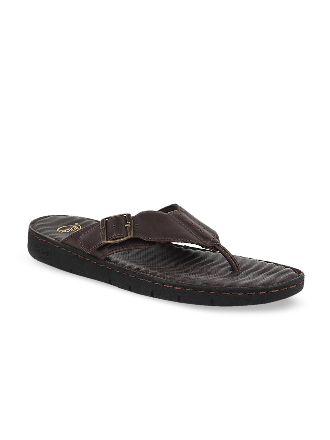 

Scholl Men Brown Solid Leather Comfort Sandals