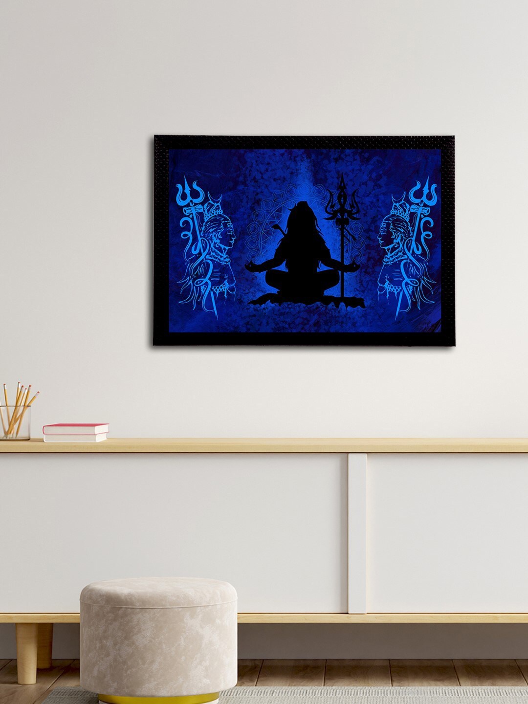 

eCraftIndia Blue & Black Lord Shiva Satin Matt Texture Framed UV Wall Art