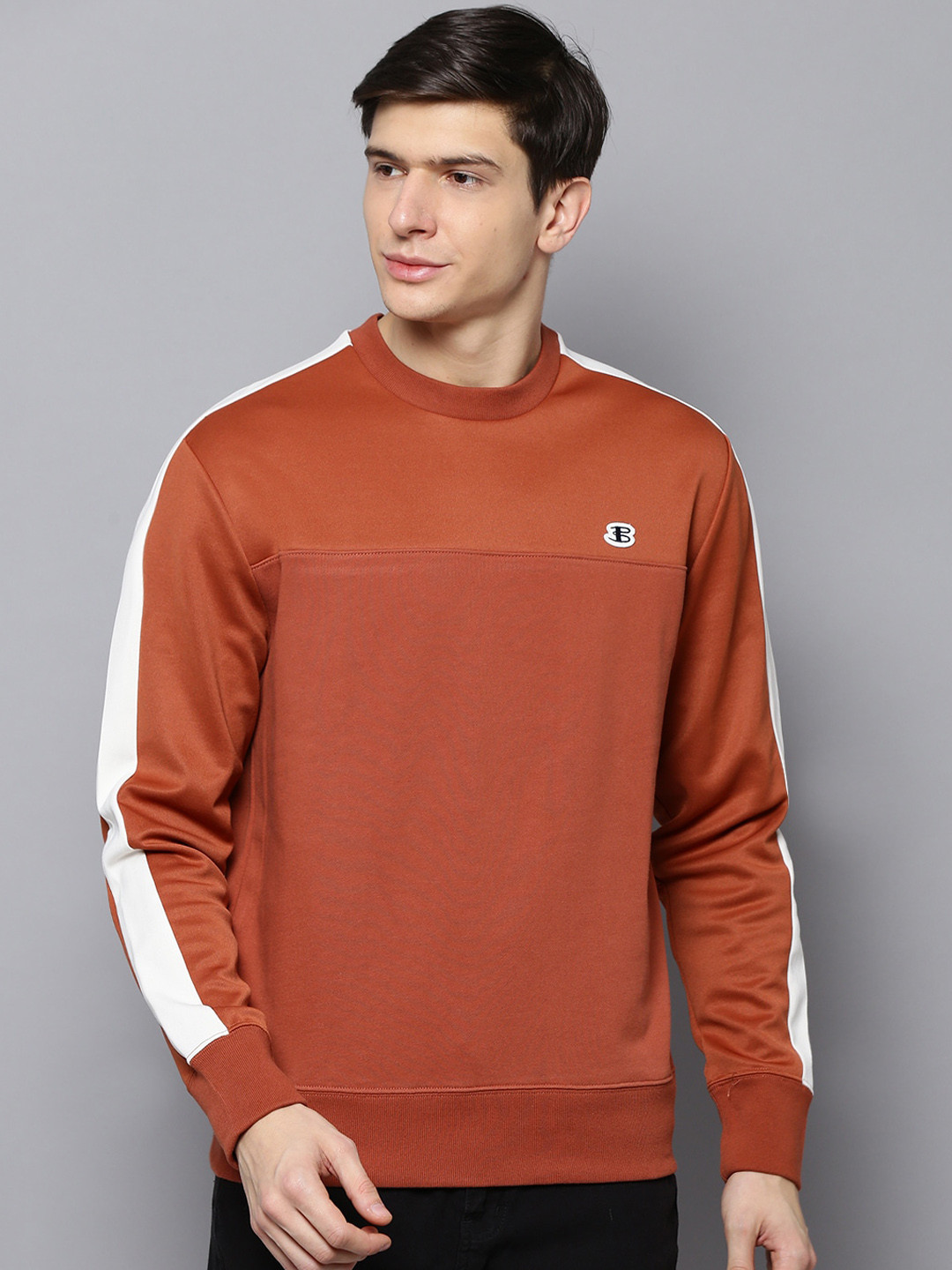 

BEN SHERMAN Men Rust Orange Solid Sweatshirt