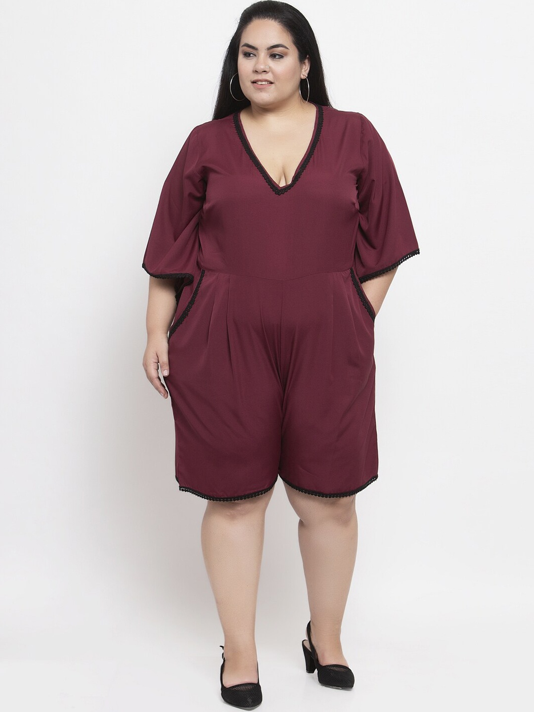 

Flambeur Women Maroon & Black Solid Jumpsuit