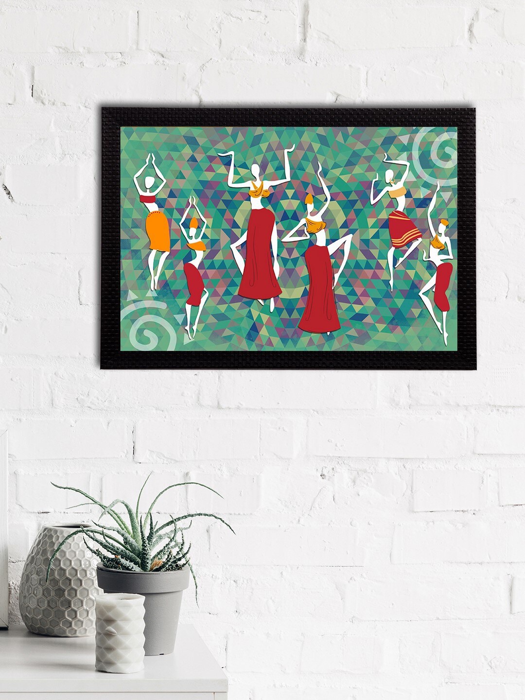 

eCraftIndia Maroon & Green Tribal Theme Satin Matt Textured UV Wall Painting