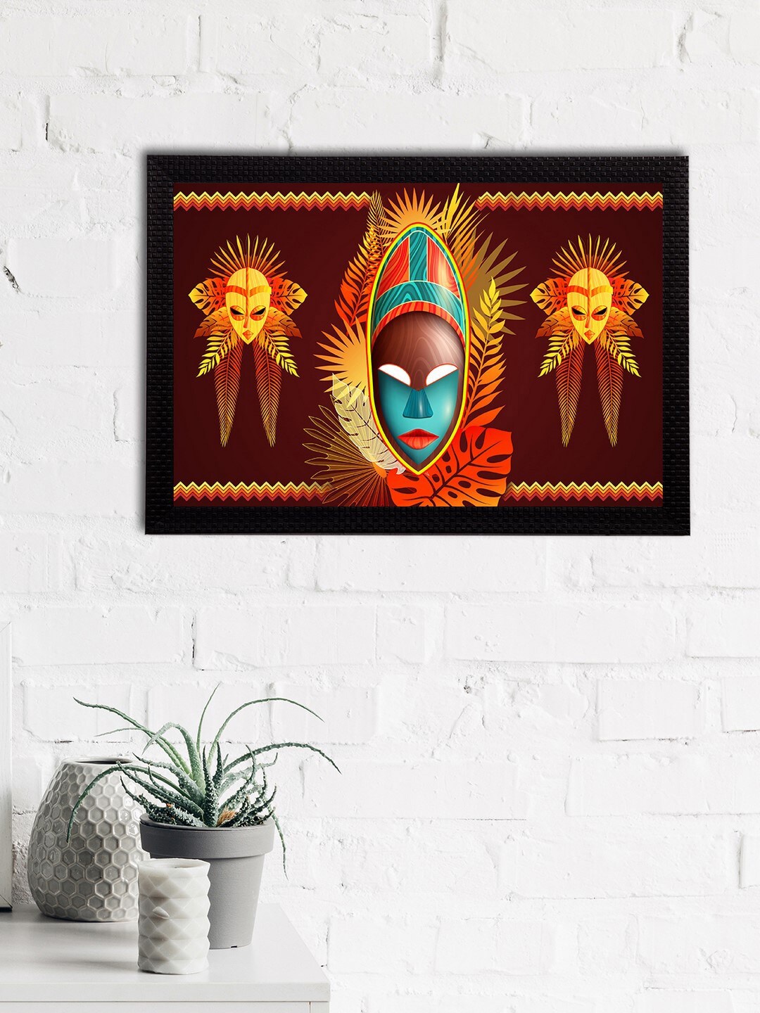 

eCraftIndia Brown & Yellow Tribal Theme Satin Matt Texture UV Art Painting