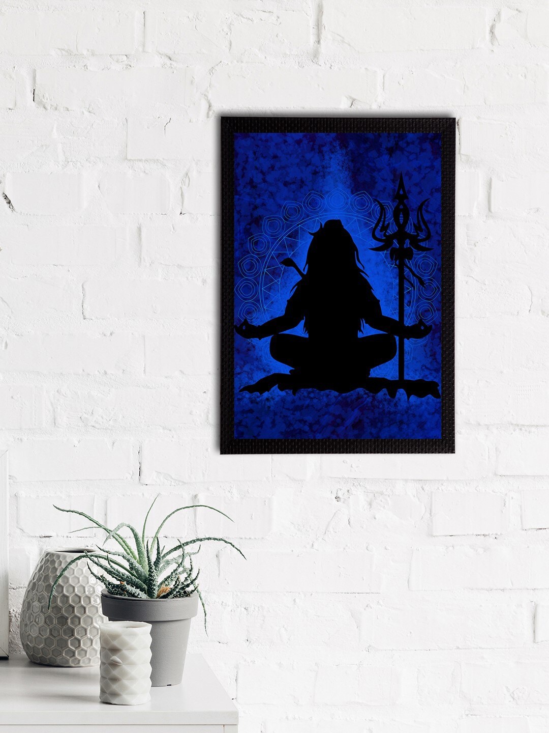 

eCraftIndia Blue & Black Lord Shiva Satin Matt Texture Framed UV Wall Art
