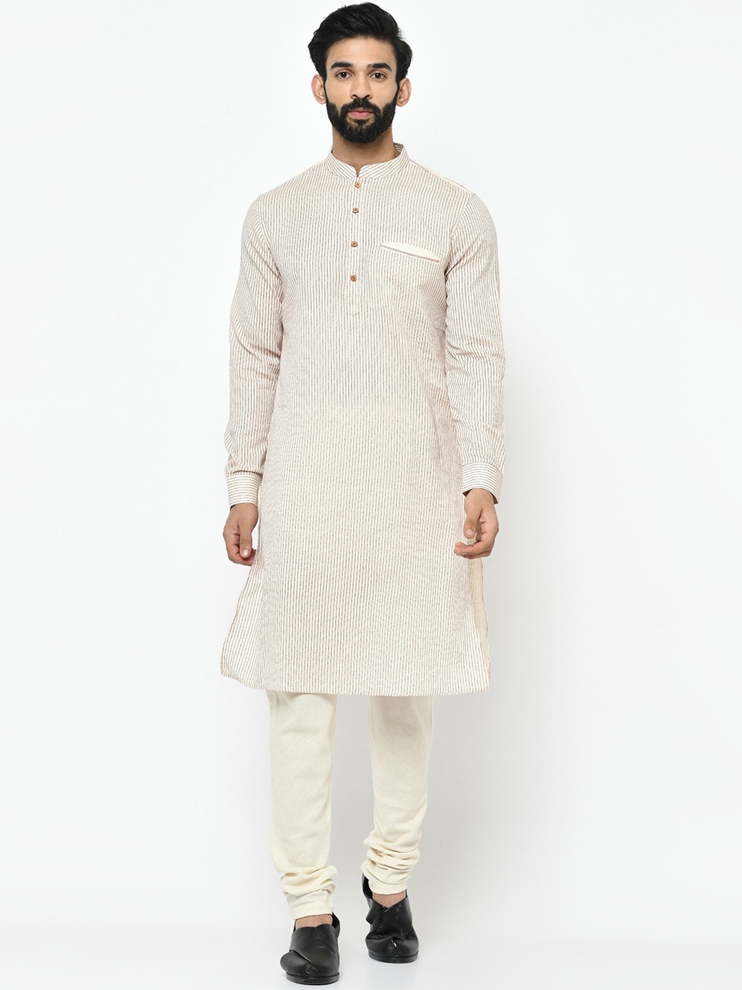 

Vartah Men Handloom Cream Kurta Set