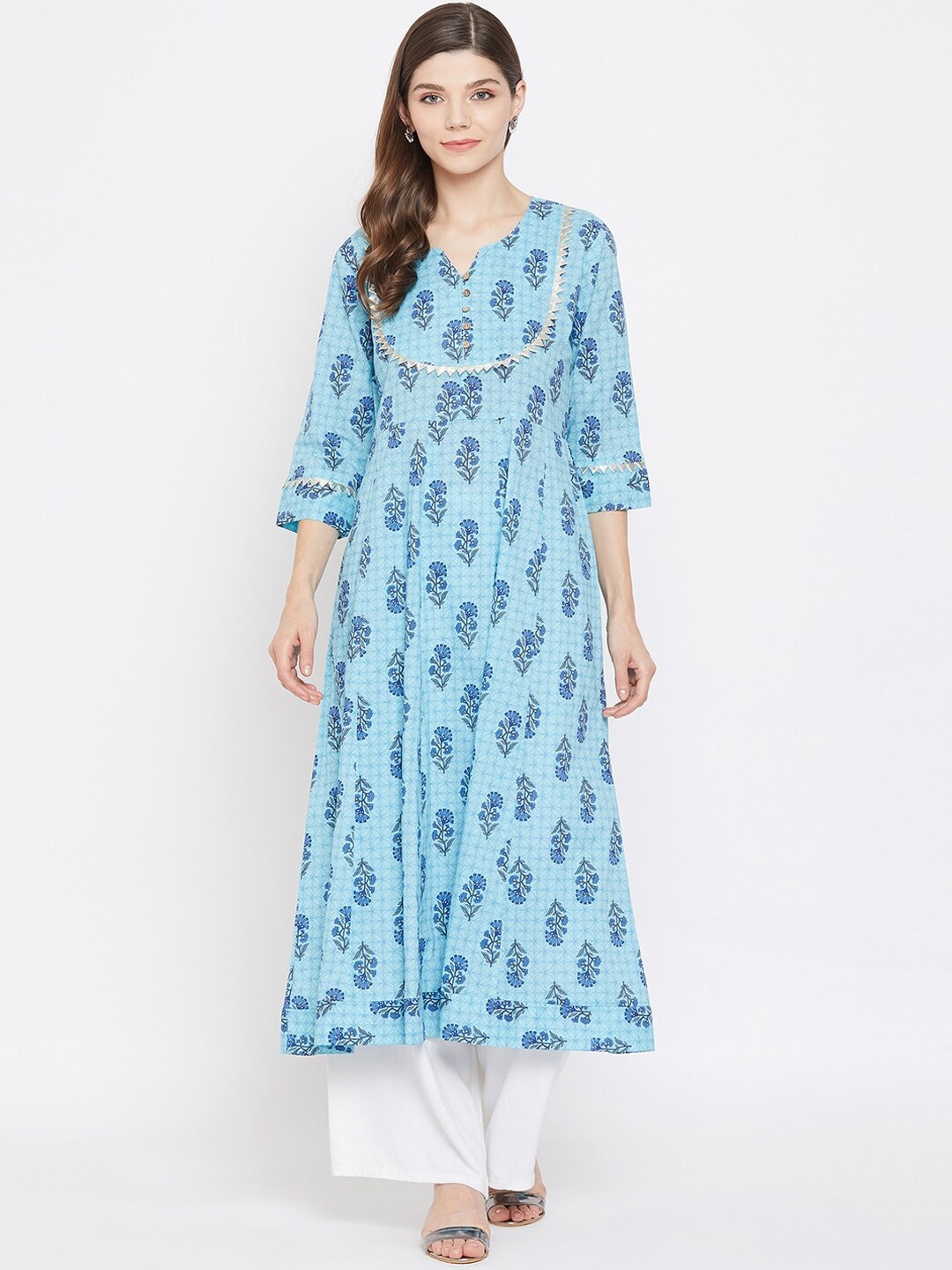 

One of a Kind Women Blue Printed Anarkali Kurta