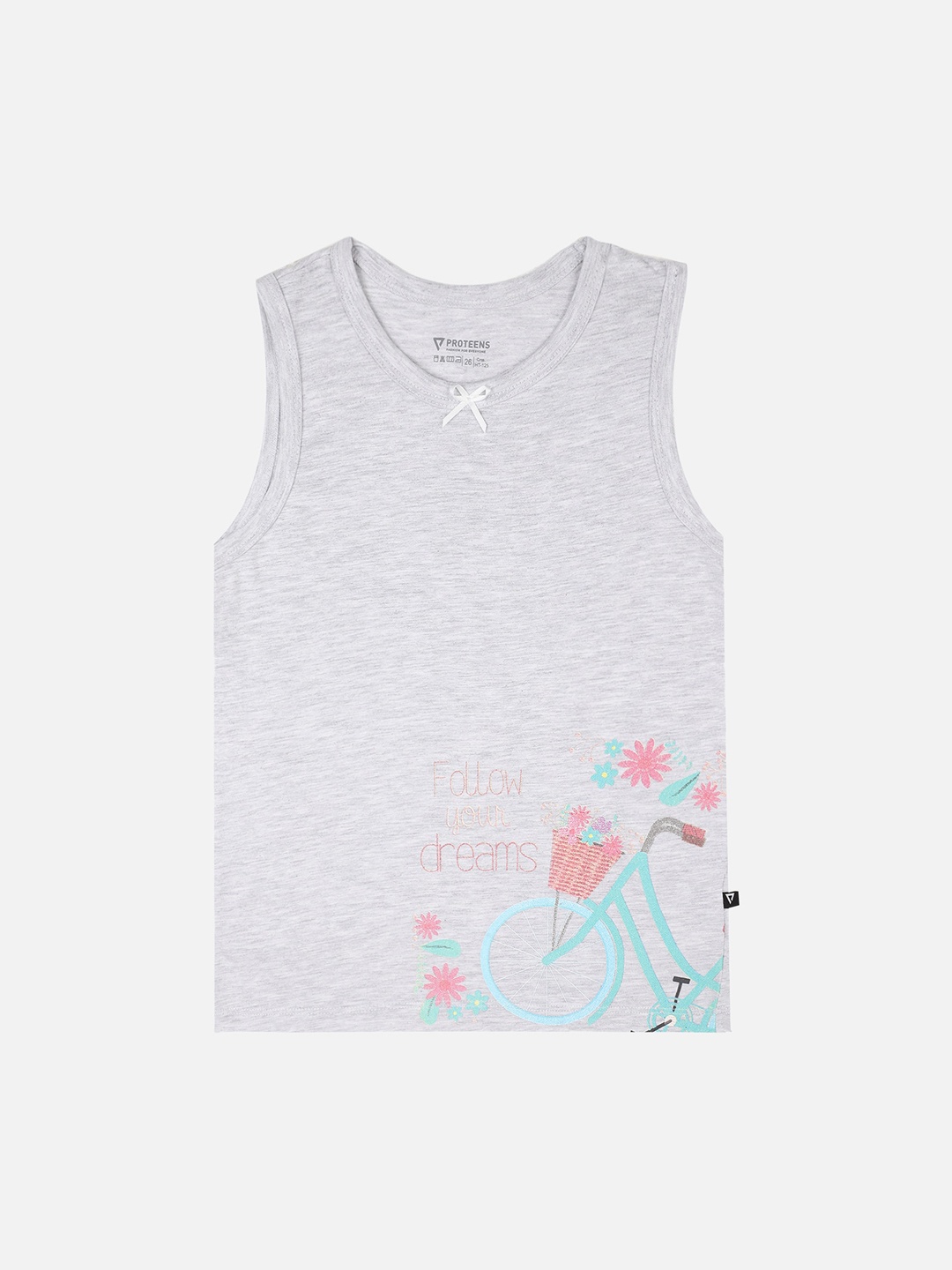 

PROTEENS Girls Grey Printed Round Neck T-shirt