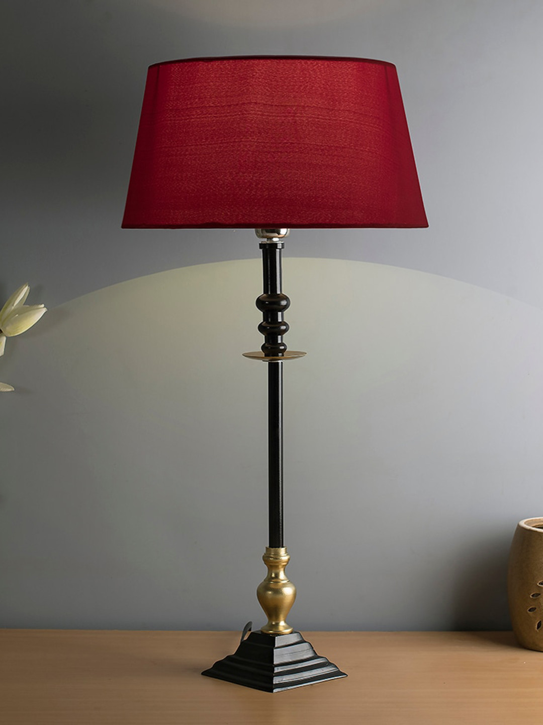 

Homesake Red & Black Solid Riveria Table Lamp