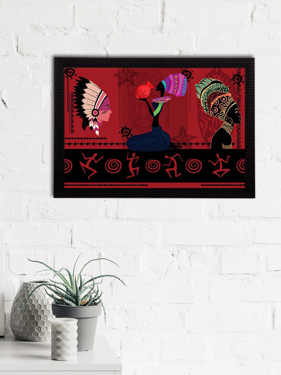 

eCraftIndia Maroon & Black Tribal Theme Satin Matt Texture UV Wall Art