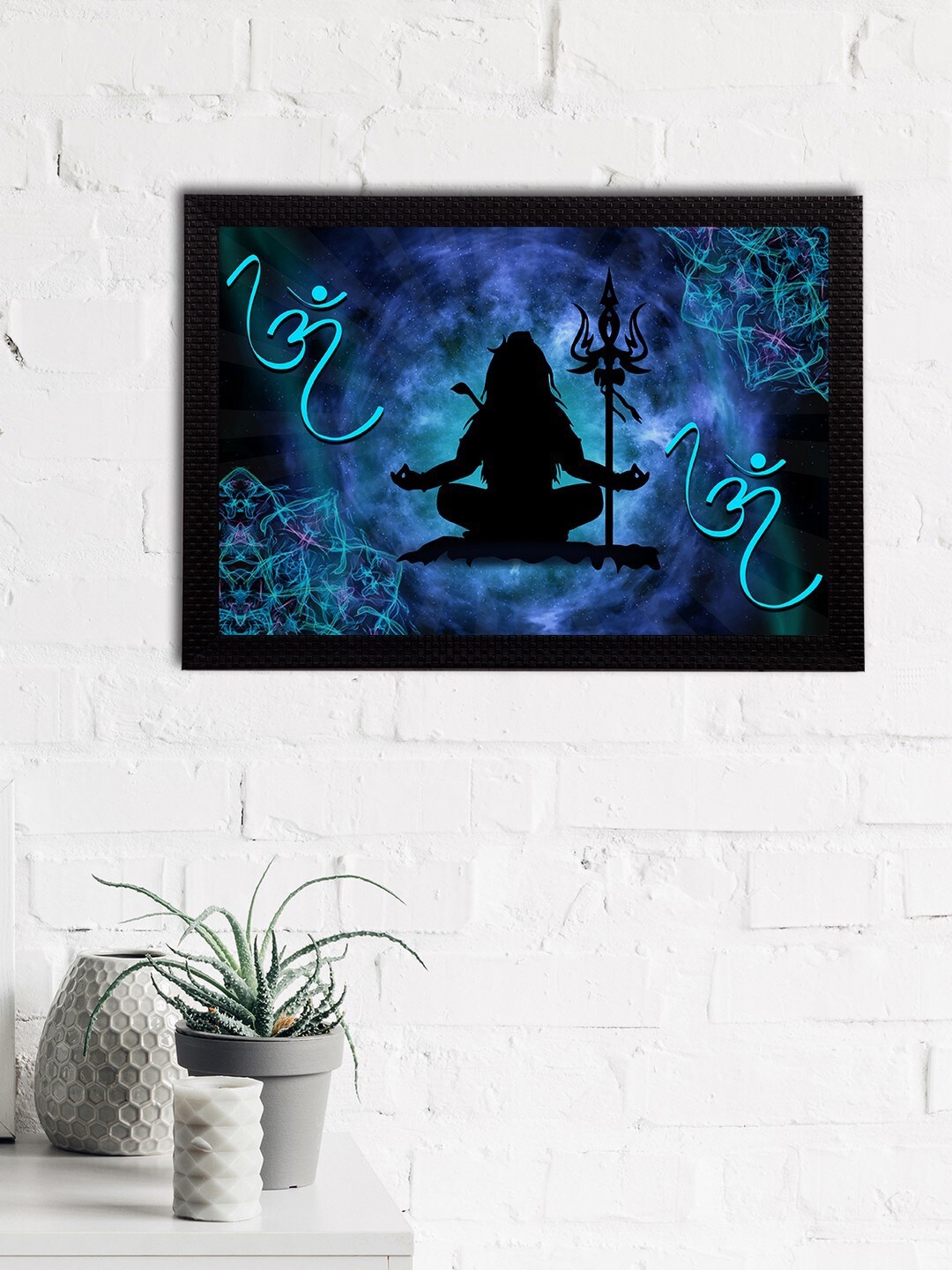 

eCraftIndia Blue & Black Lord Shiva Satin Matt Texture Framed UV Art Painting