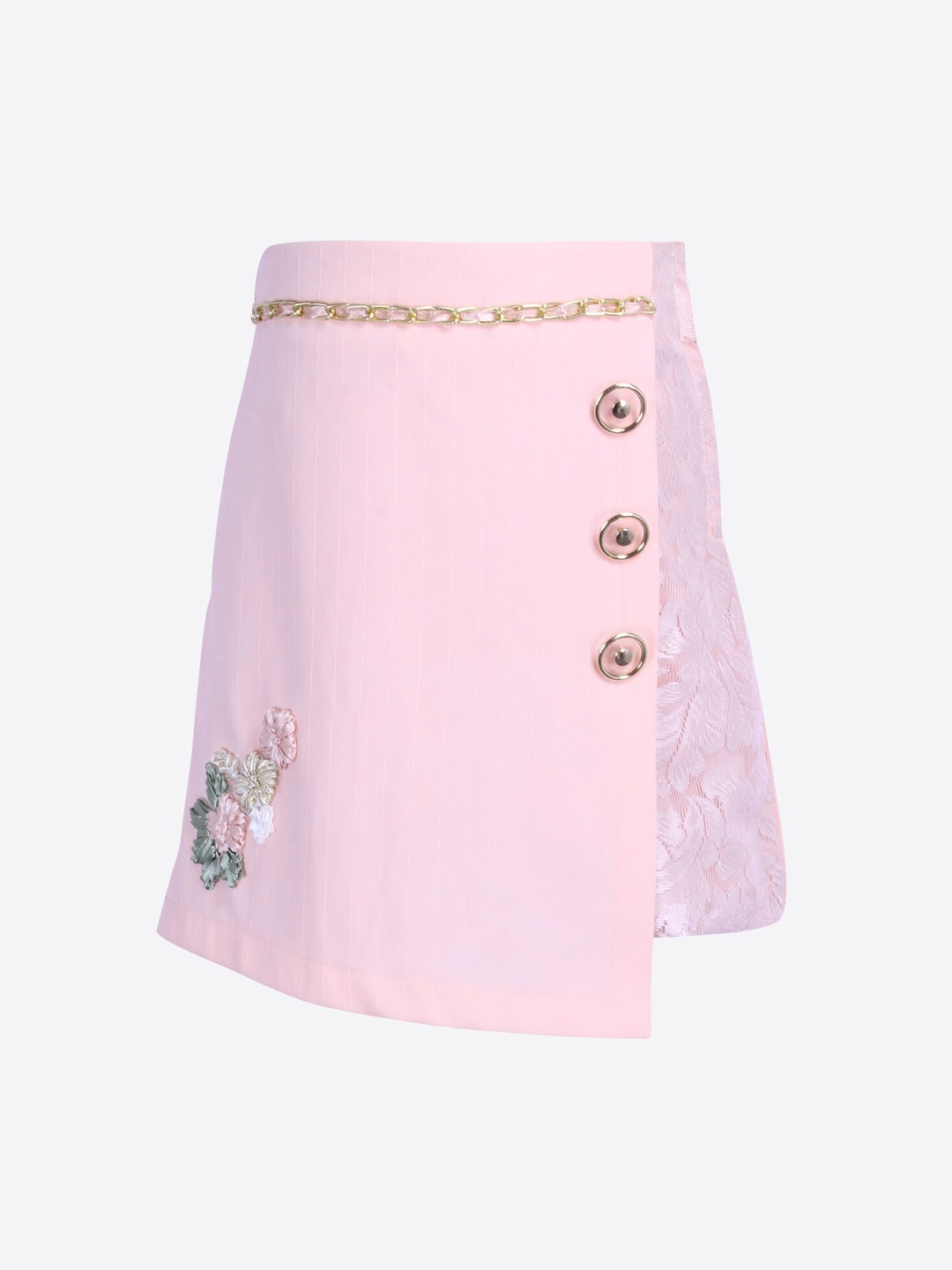 

CUTECUMBER Girls Pink Embroidered Winter Wrap Skirt