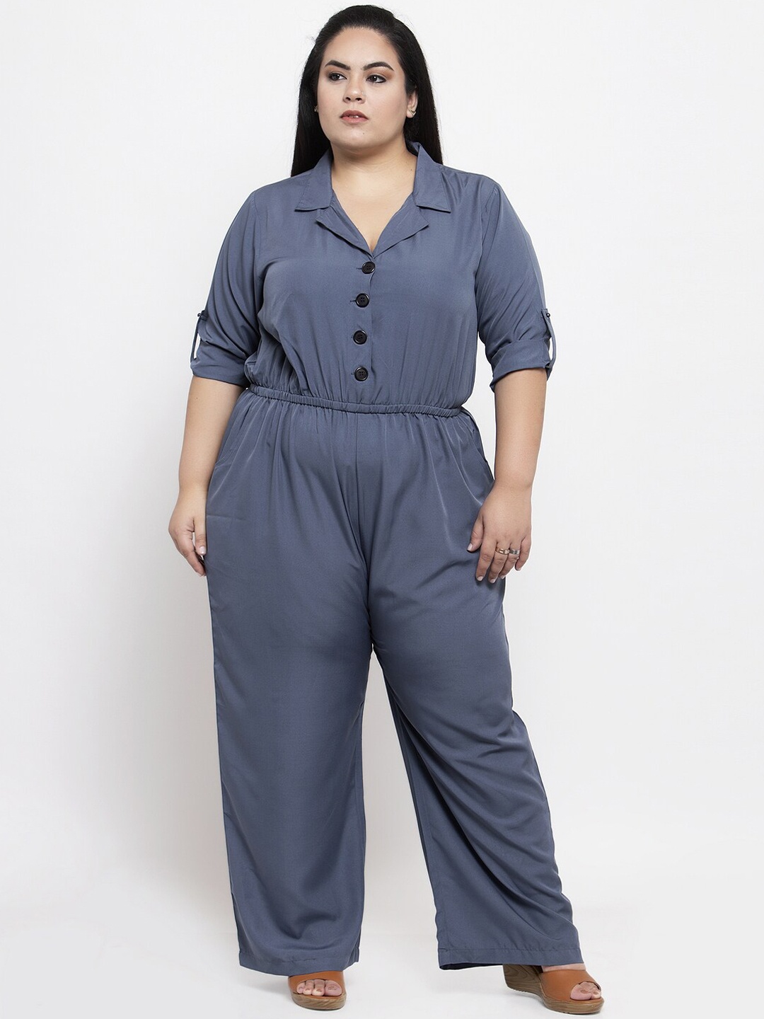 

Flambeur Women Grey Solid Basic Jumpsuit
