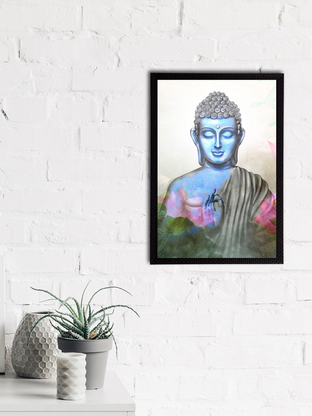 

eCraftIndia Blue & Grey Meditating Lord Buddha Satin Matt Textured UV Wall Painting