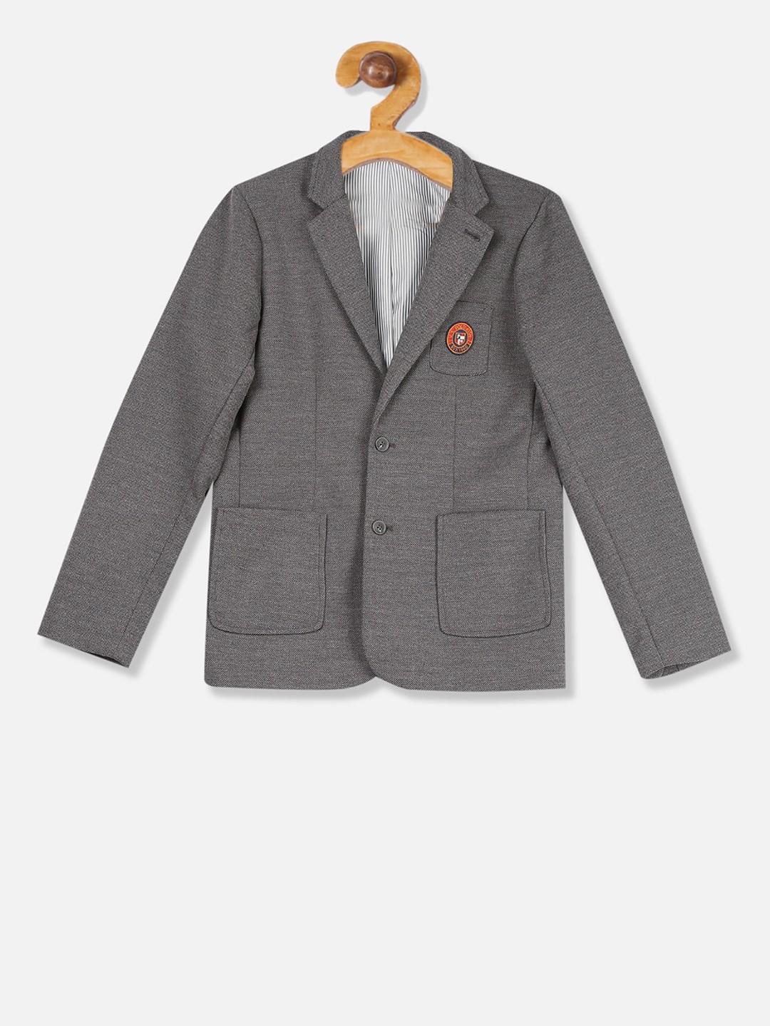 

U.S. Polo Assn. Kids Boys Grey Solid Single-Breasted Casual Blazer