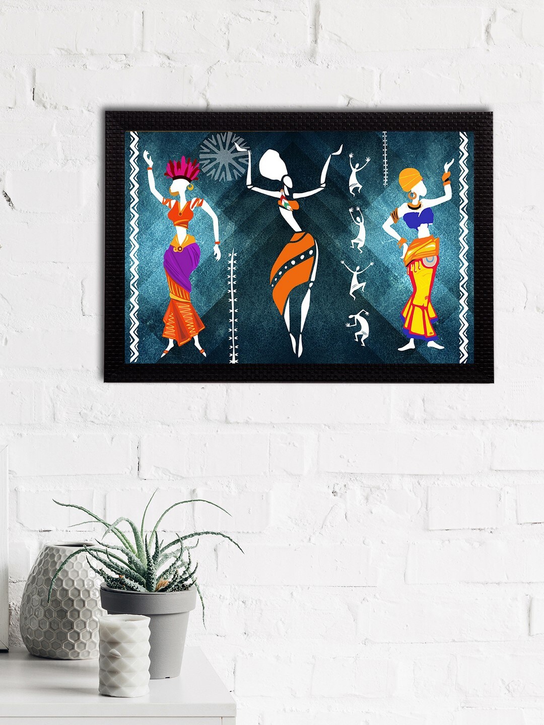 

eCraftIndia Blue & Orange Tribal Theme Satin Matt Texture Framed UV Wall Art