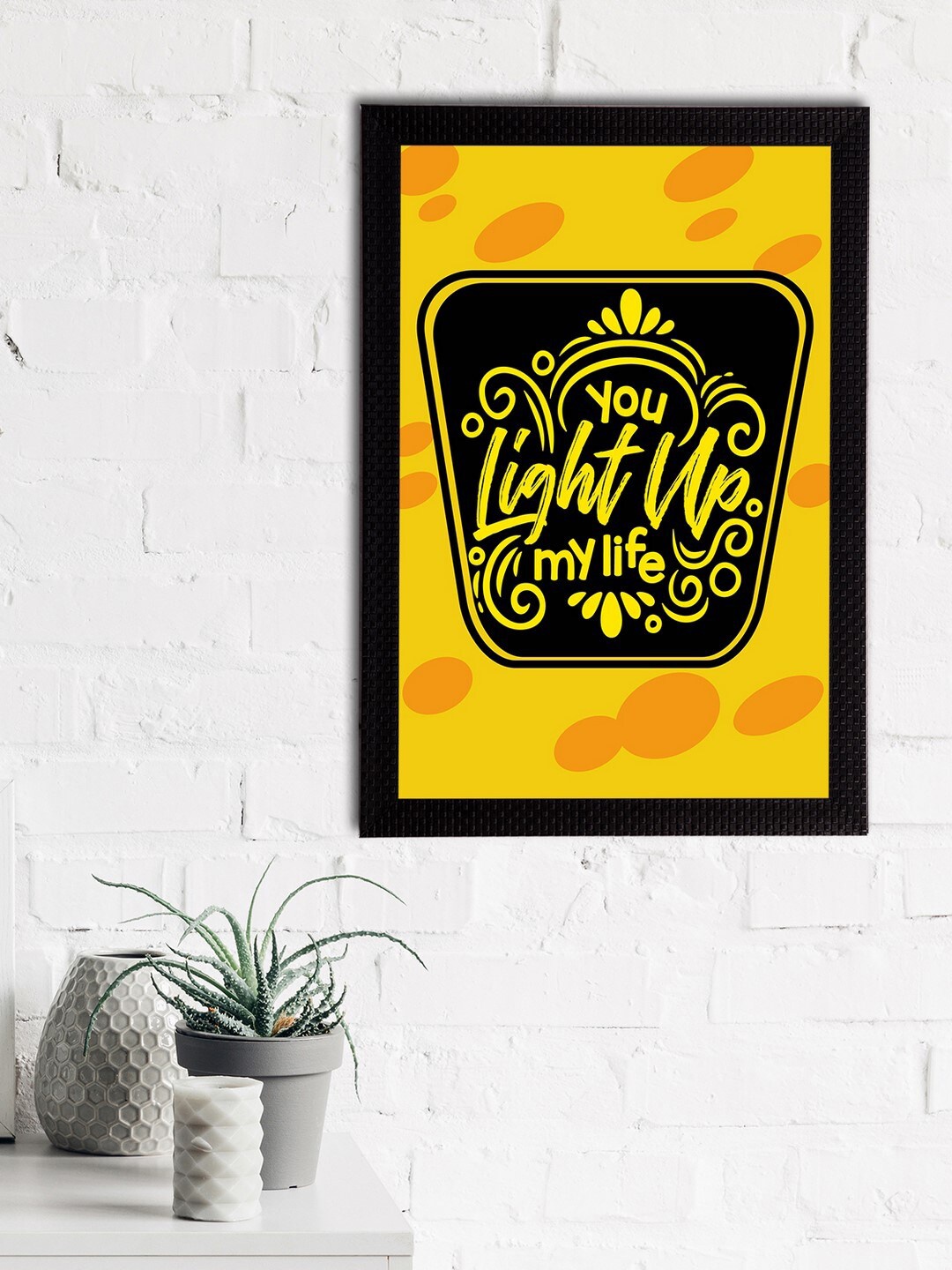 

eCraftIndia Yellow & Black You Light Up my Life Printed UV Wall Art