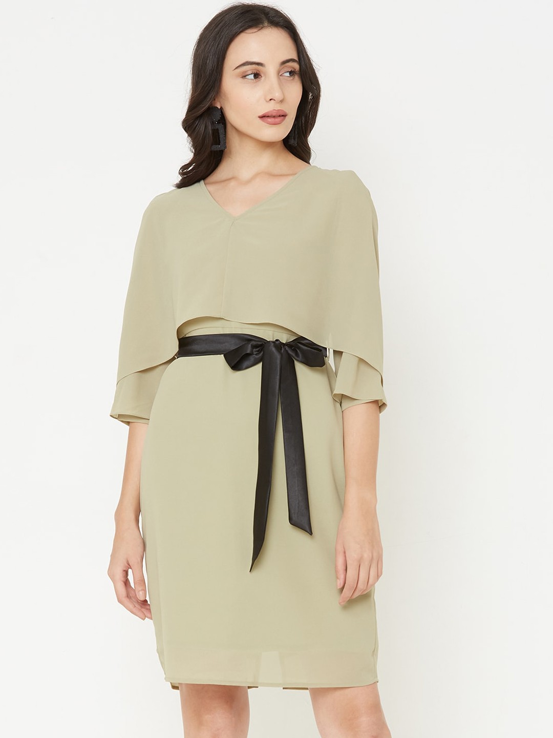 

MISH Women Khaki Solid Sheath Dress