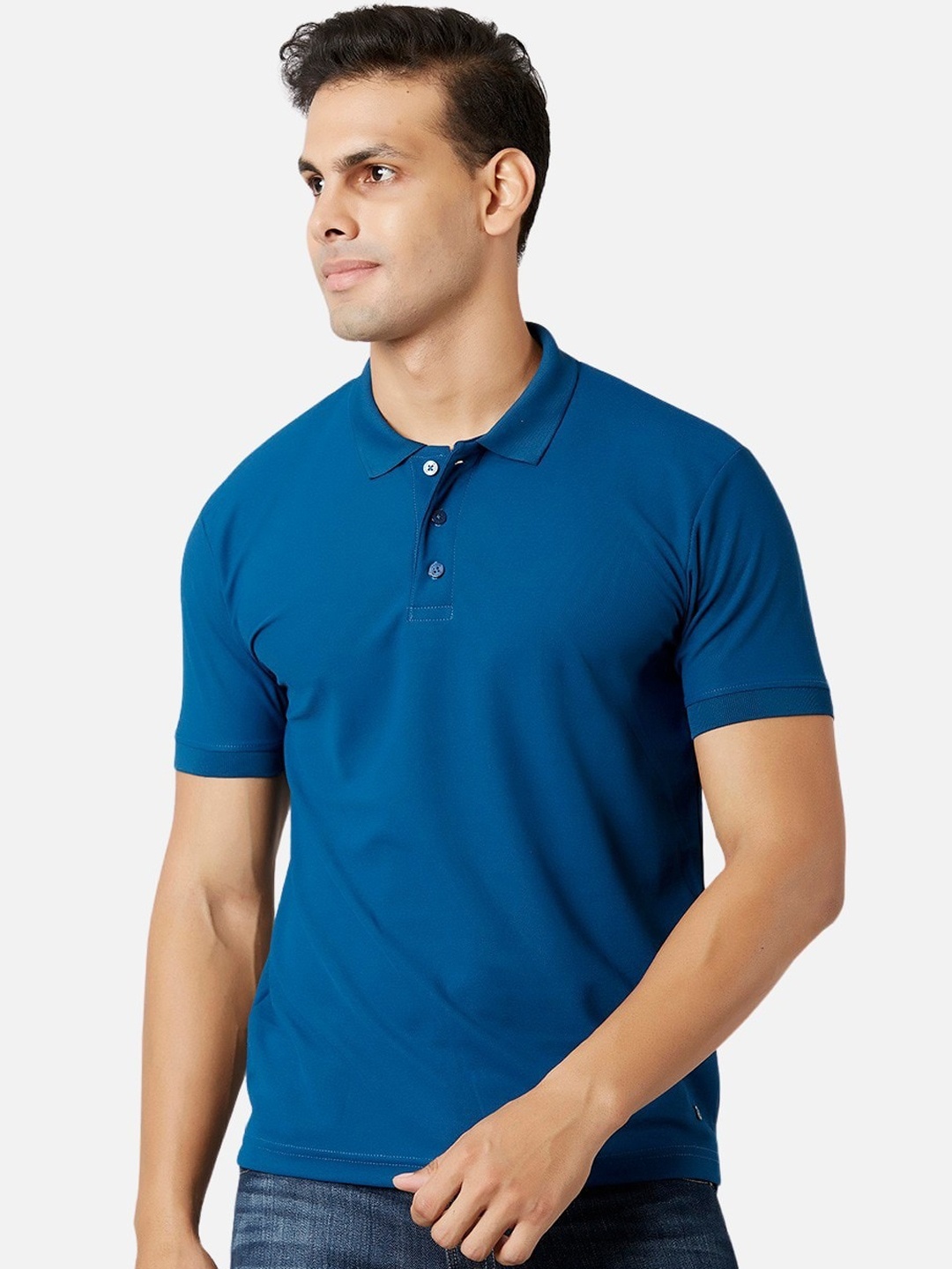 

MARCA Disati Men Blue Solid Polo Collar T-shirt