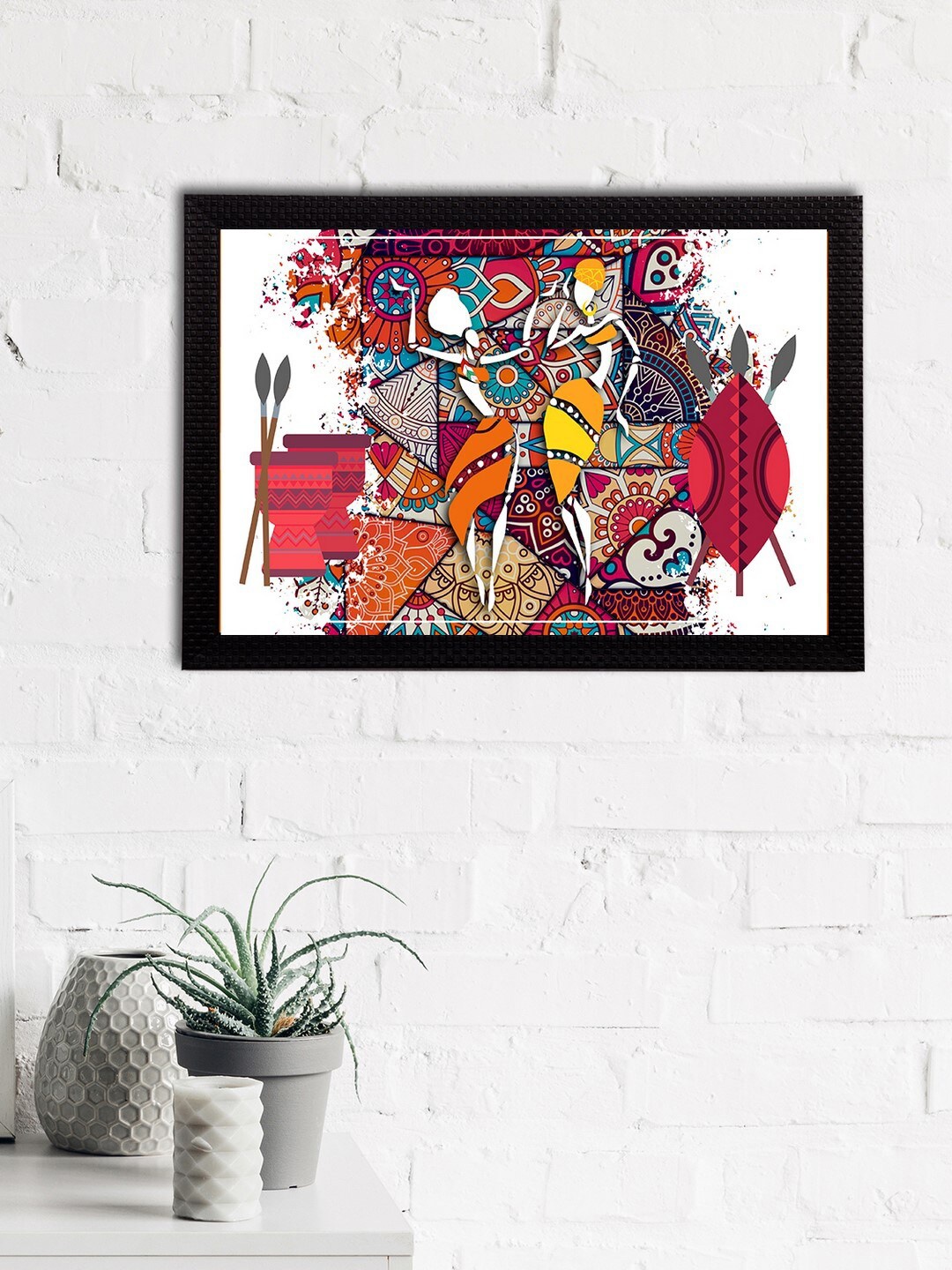 

eCraftIndia Multicoloured Tribal Theme Satin Matt Textured UV Wall Painting, Multi