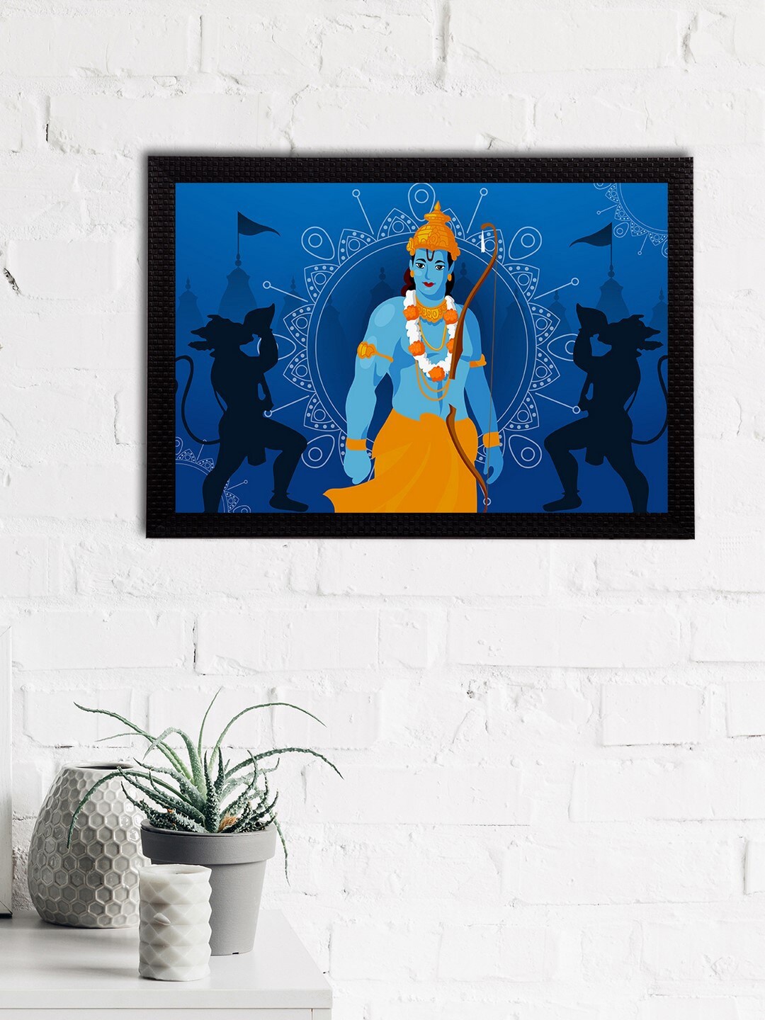 

eCraftIndia Blue & Orange Lord Ram Satin Matt Textured UV Wall Painting